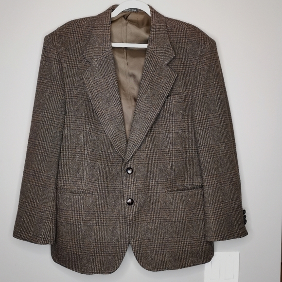 Vintage Today's Man Brown Plaid Camel Hair Two Button Blazer - Picture 12 of 12